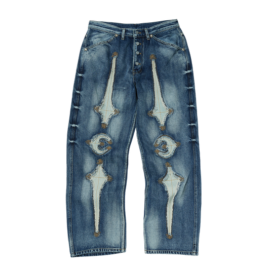 TC Bone Leather Denim Pants