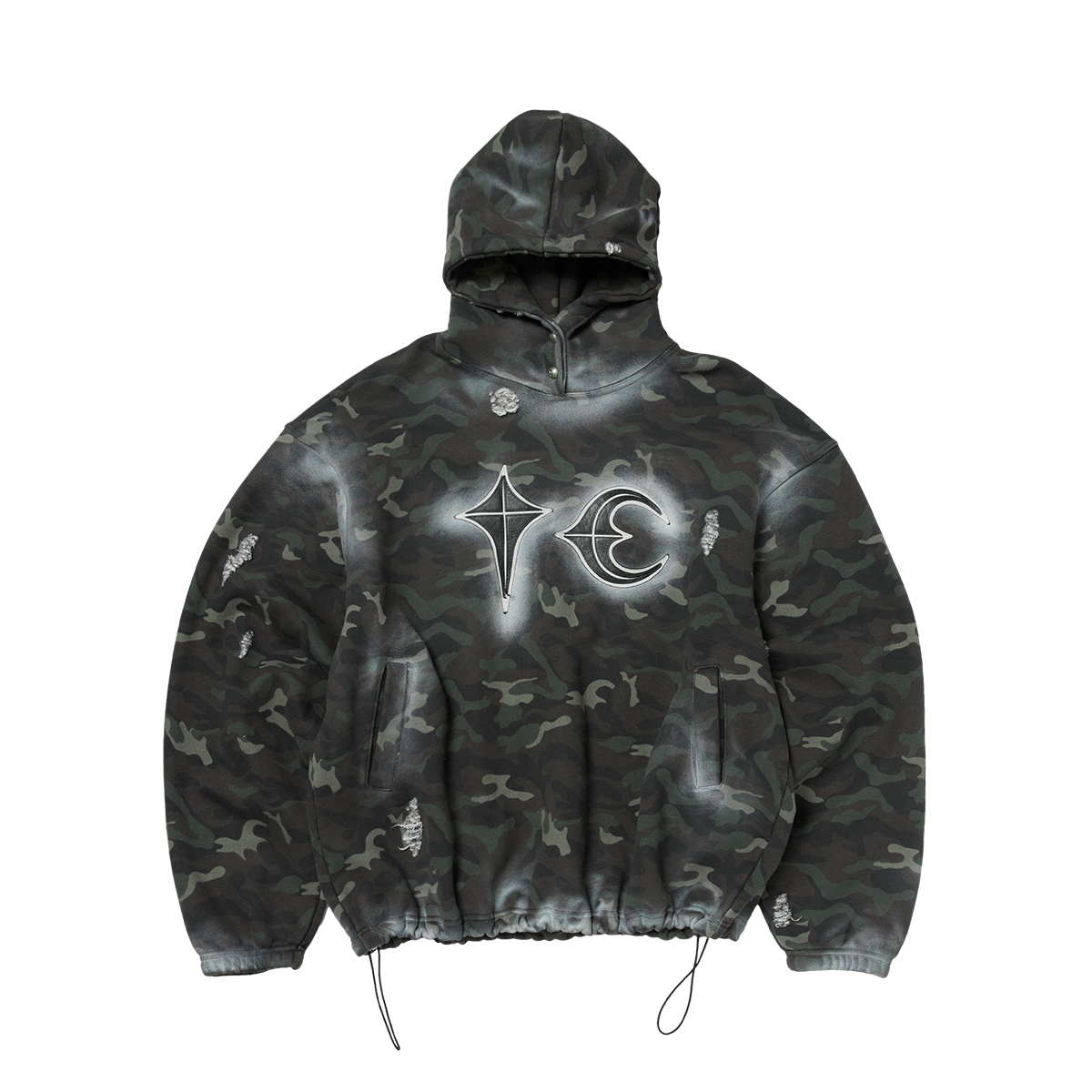 Sprayed Camoflage Rock Hoodie – thug club Sprayed Camoflage Rock Hoodie – thug club