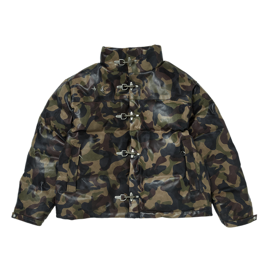 Camo Leather Puffer Jacket
