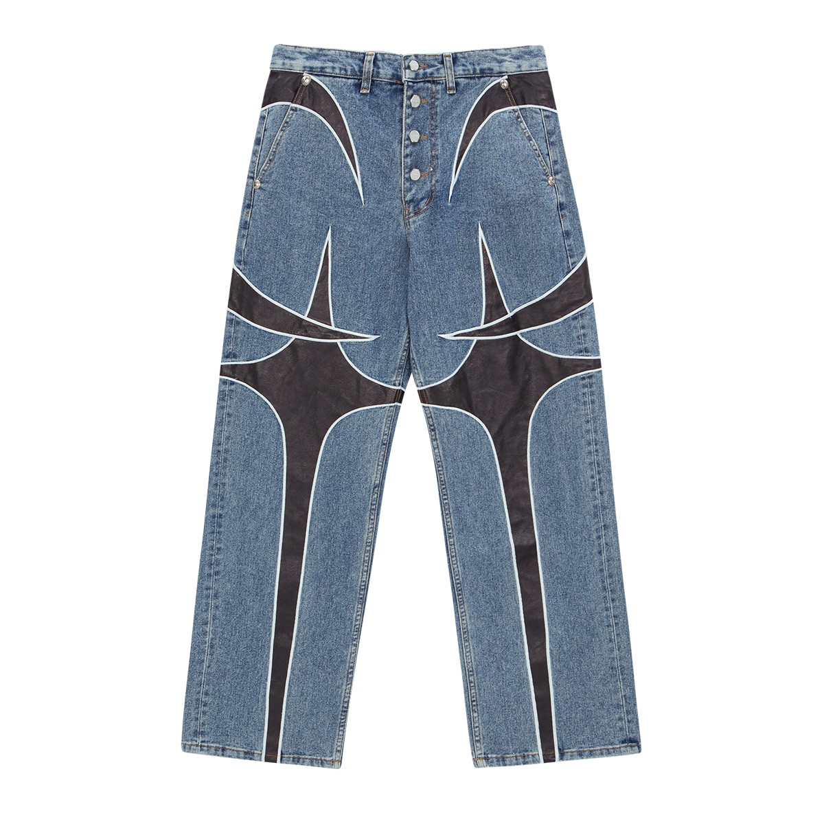 TC Leather Black Denim Pants 2 – thug club