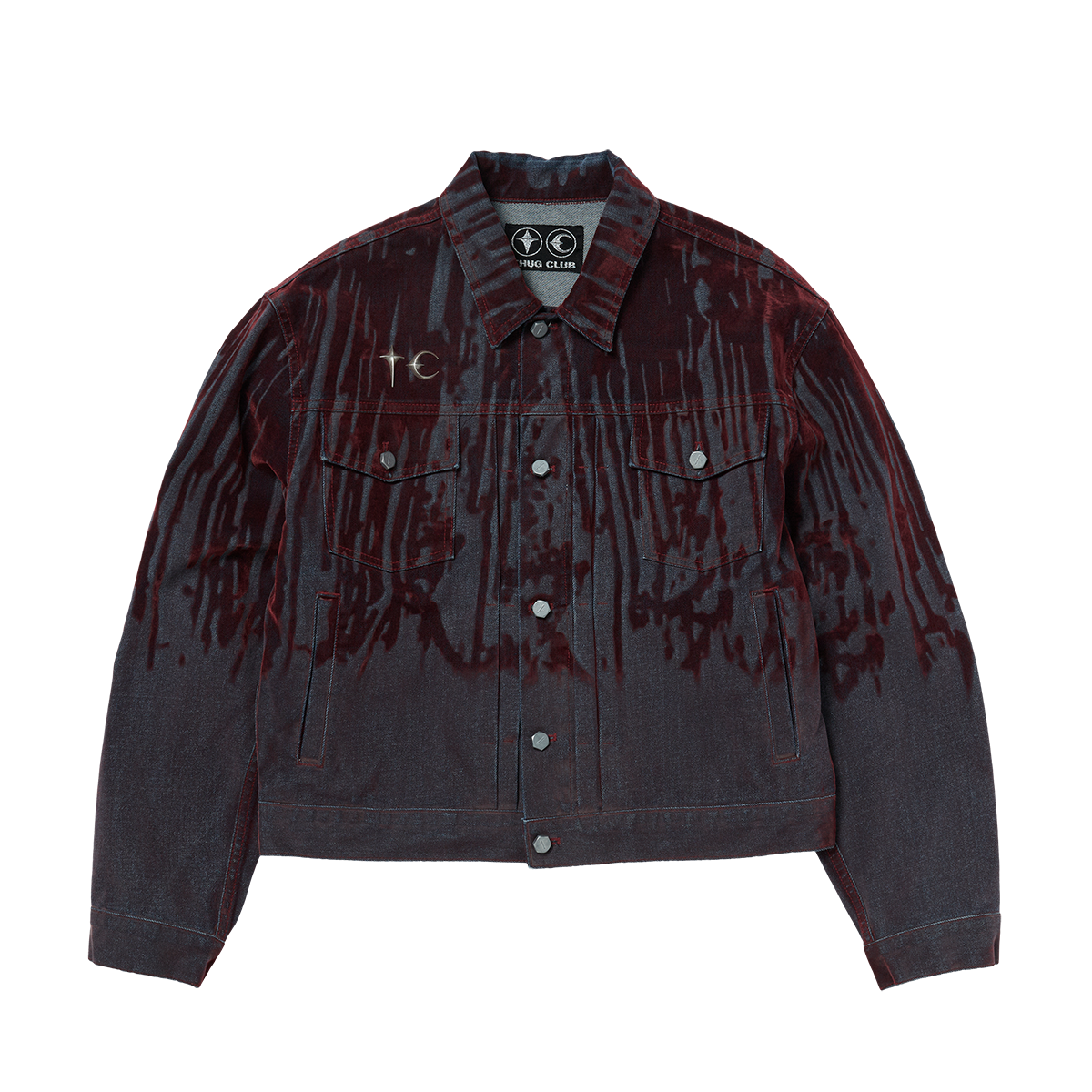 Blood Lazered Denim Jacket – thug club Blood Lazered Denim Jacket – thug club