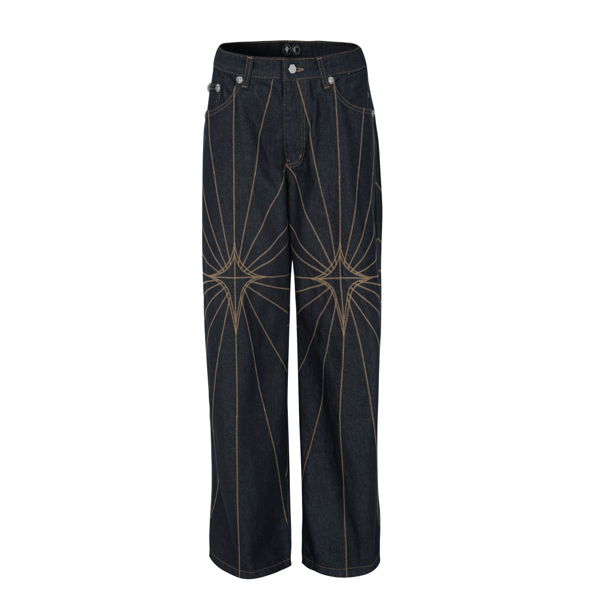 Chain Stitch Denim Pants