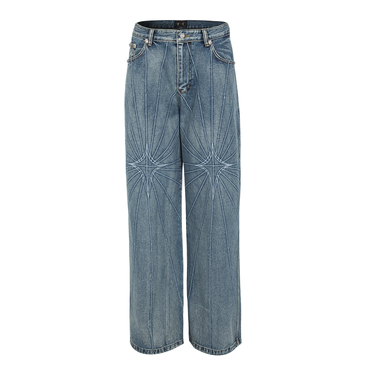 Chain Stitch Denim Pants