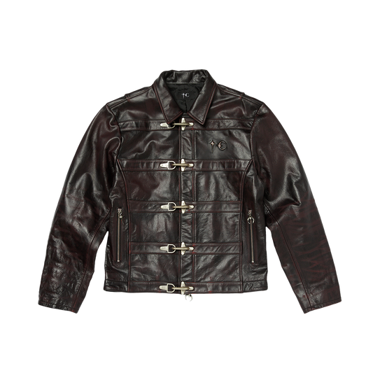 RED WASHED BIO SOLDIER LEATHER JACKET