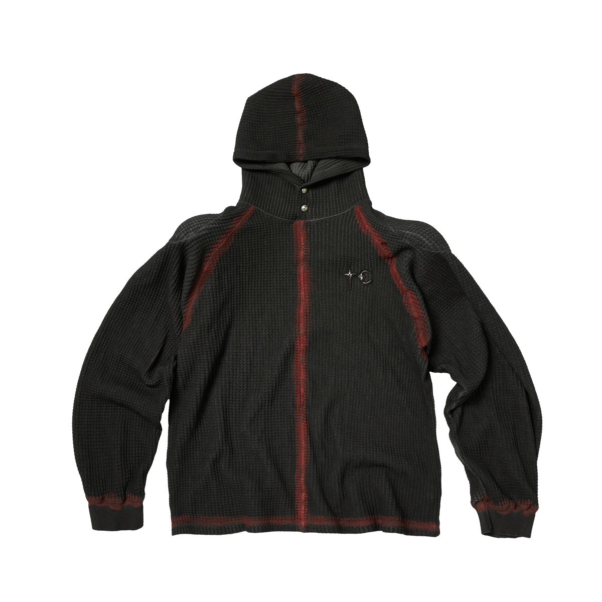BULK SHOULDER PAINTED LINE WAFFLE HOODIE