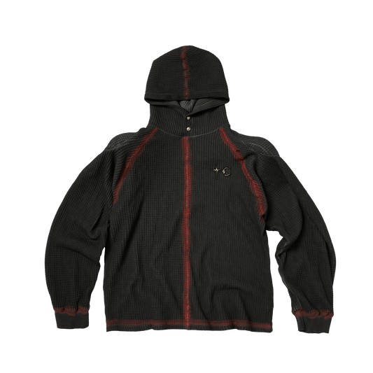 BULK SHOULDER PAINTED LINE WAFFLE HOODIE