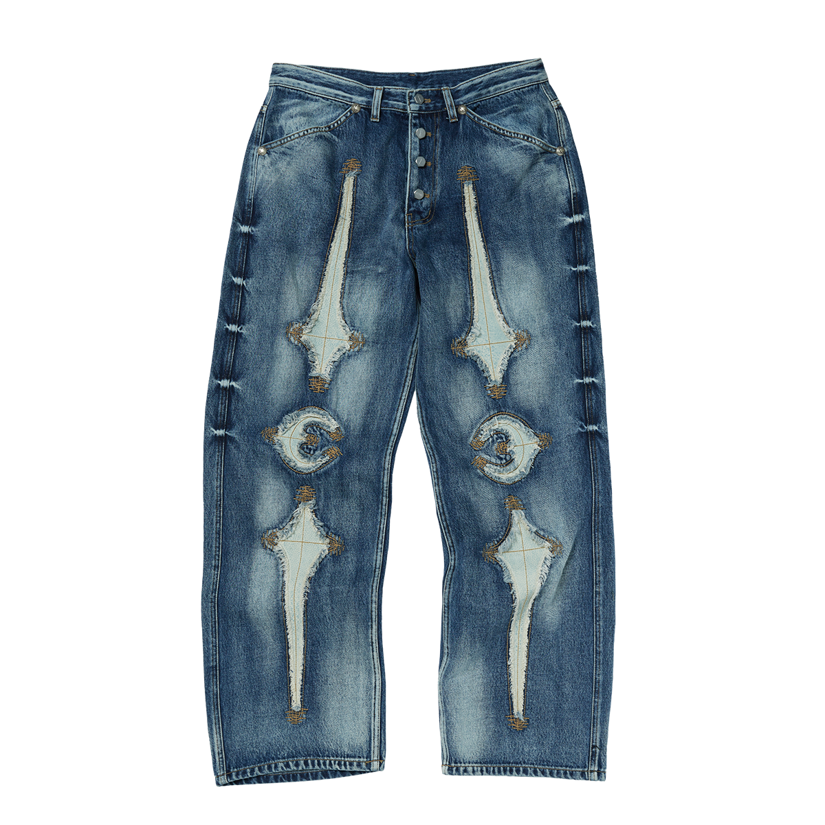 TC Bone Leather Denim Pants