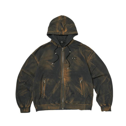TC TWO TONE WASHED ZIP-UP HOODIE