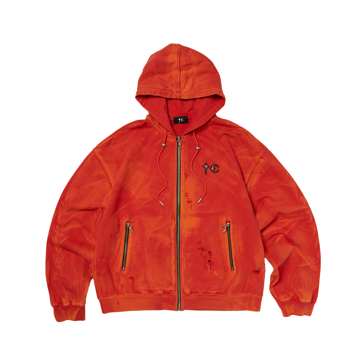 TC TWO TONE WASHED ZIP-UP HOODIE