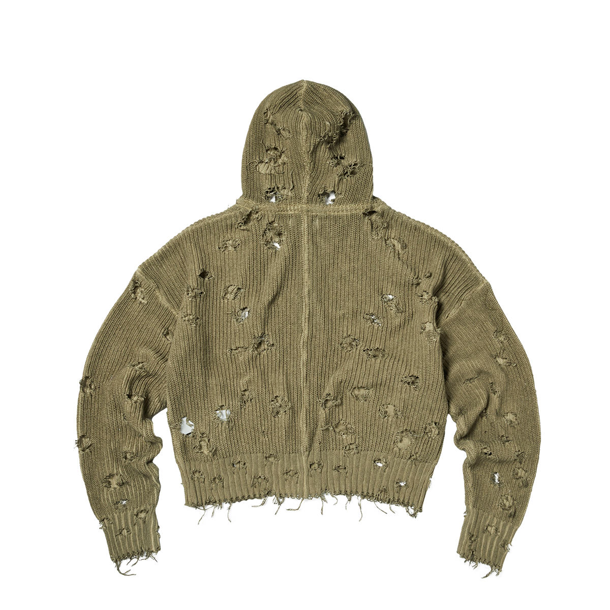 TC DESTROYED KNIT ZIP-UP HOODIE