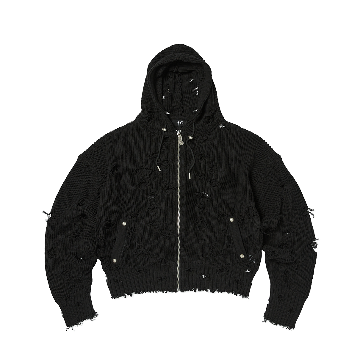 TC DESTROYED KNIT ZIP-UP HOODIE