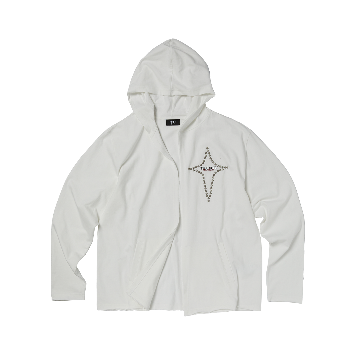 T-STUDDED CUTOUT HOODIE