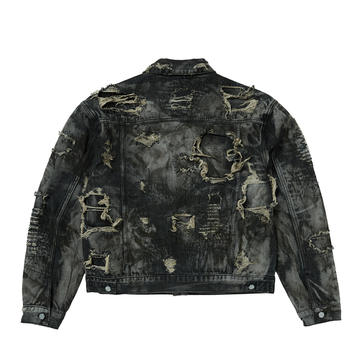 Hard-Washed Damaged Denim Jacket