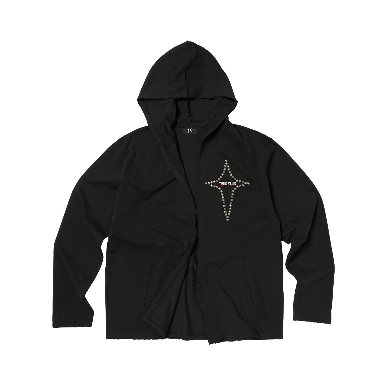 T-STUDDED CUTOUT HOODIE