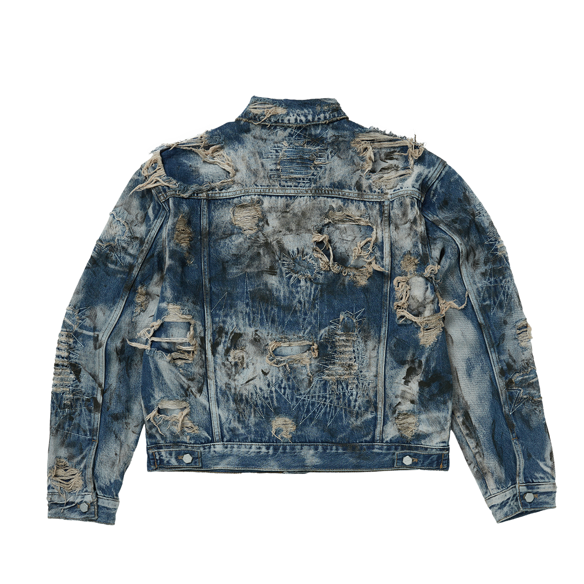 Hard-Washed Damaged Denim Jacket