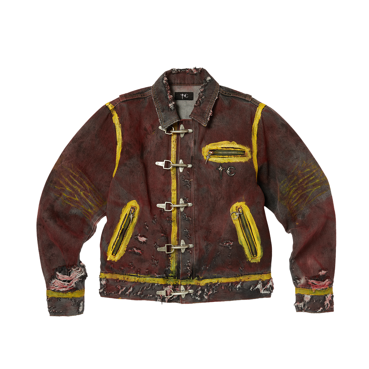 RED WASHED PAINTED LINE JACKET