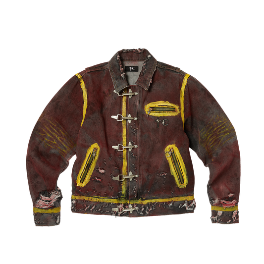 RED WASHED PAINTED LINE JACKET