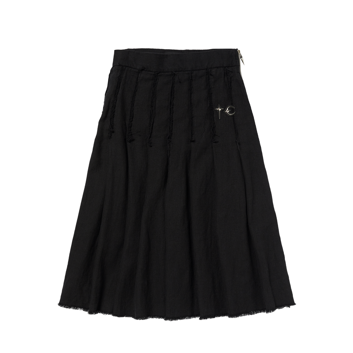 TC LINEN CUTOUT PLEATED SKIRT