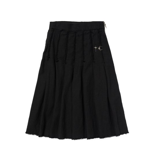 TC LINEN CUTOUT PLEATED SKIRT