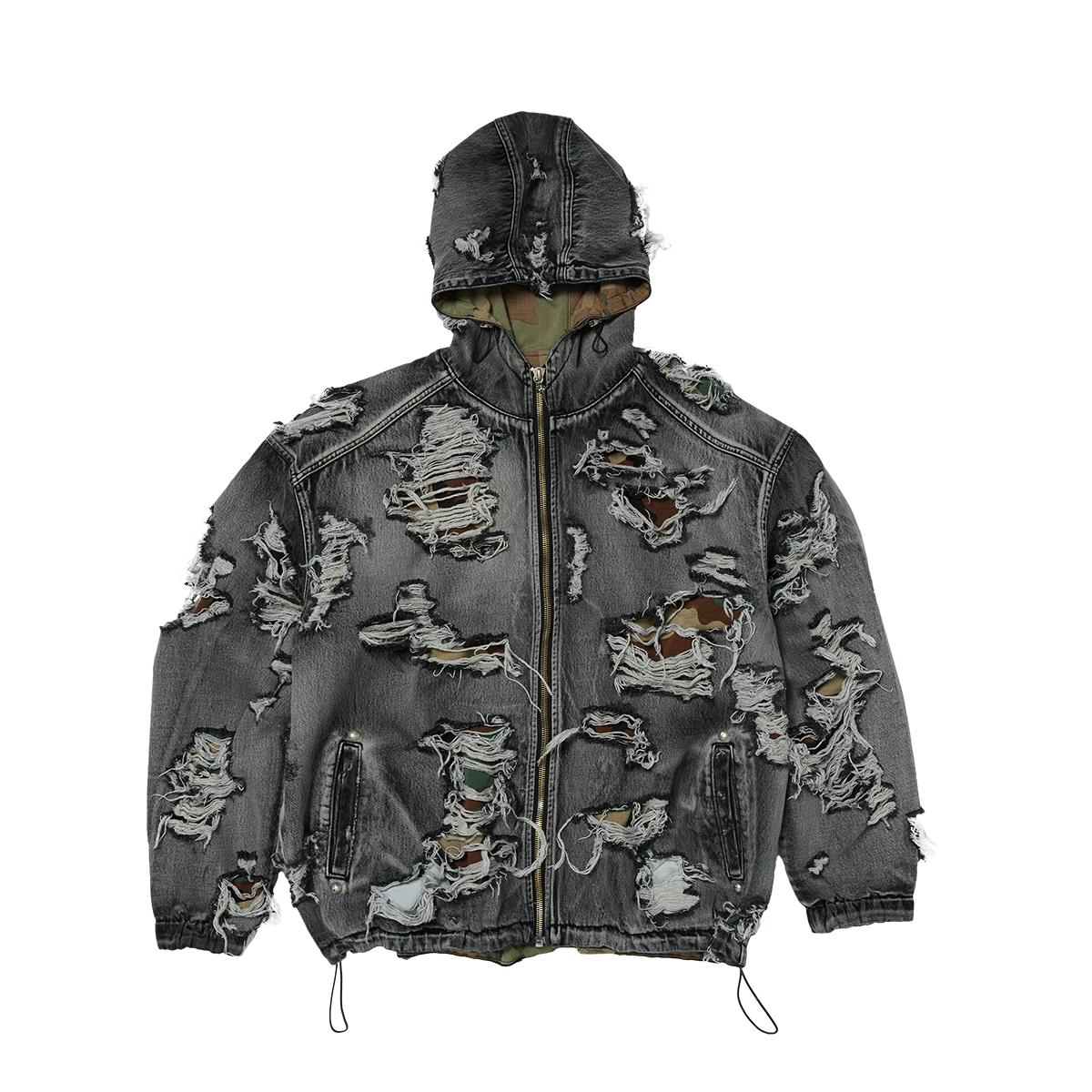Hell Denim Camo Hooded Zip-Up