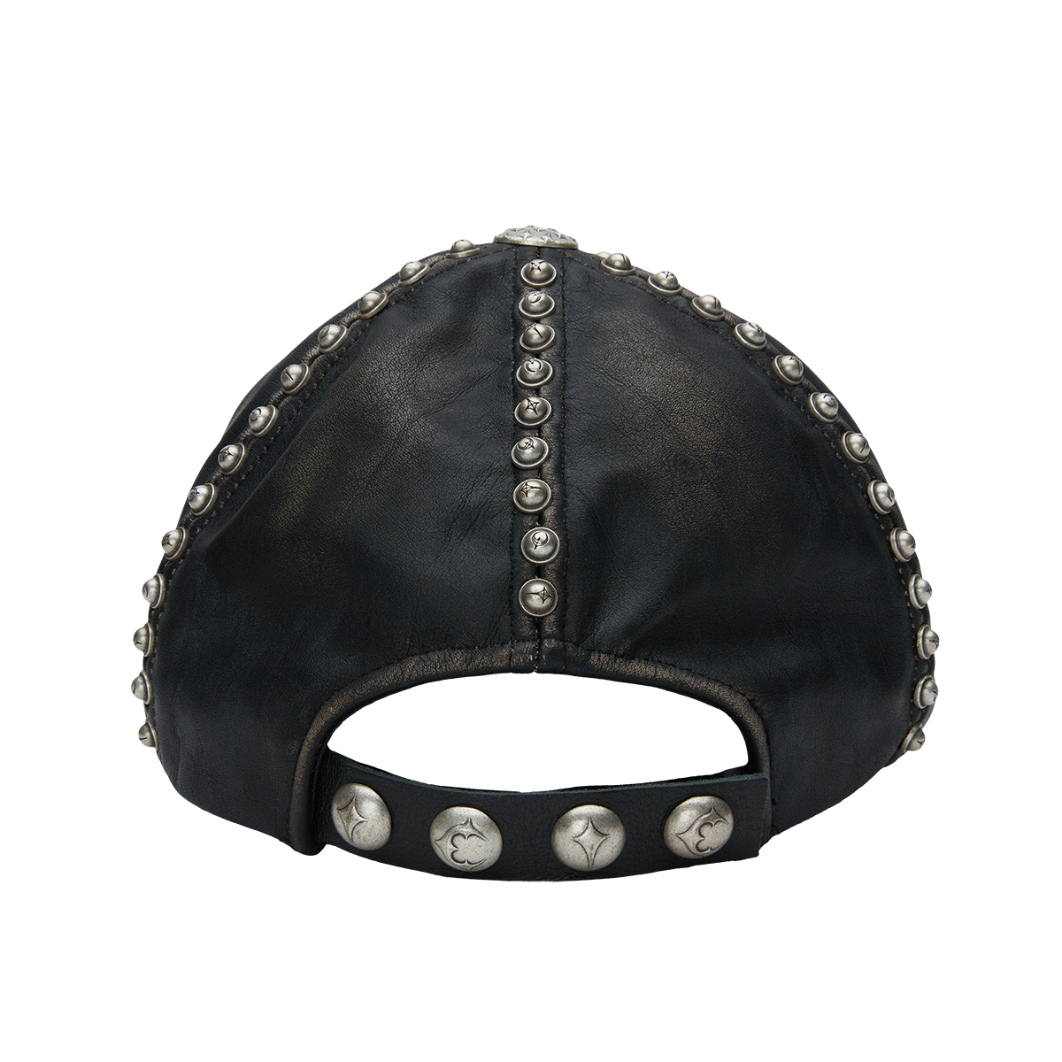 Studded Washed Leather Cap