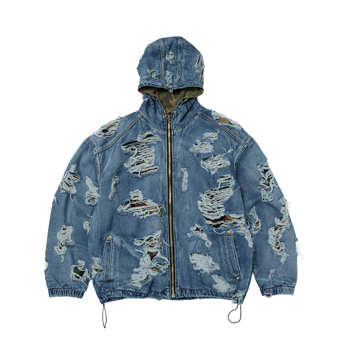 Hell Denim Camo Hooded Zip-Up