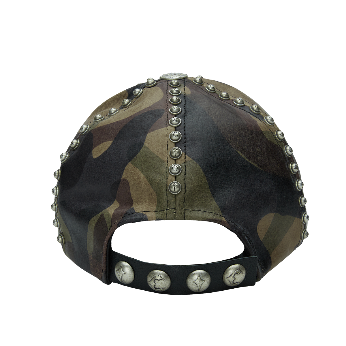 Studded Camo Leather Cap