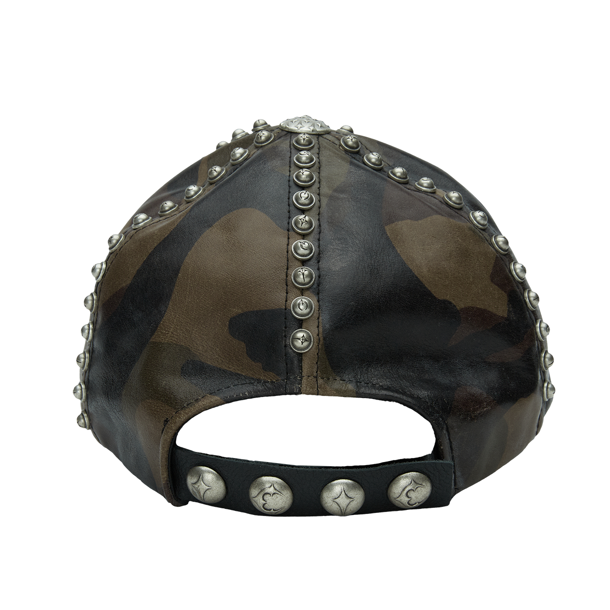 Studded Camo Leather Cap