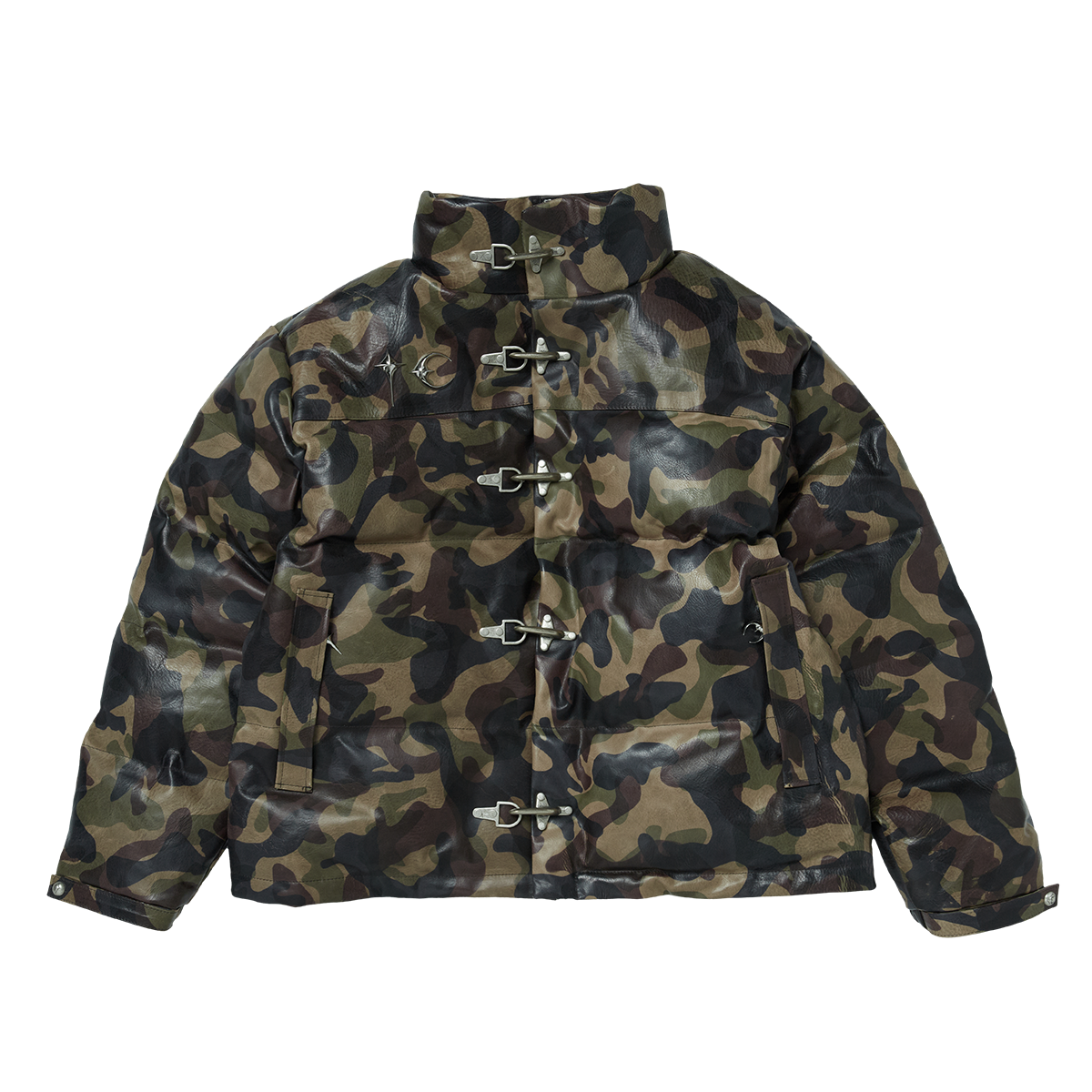 Camo Leather Puffer Jacket