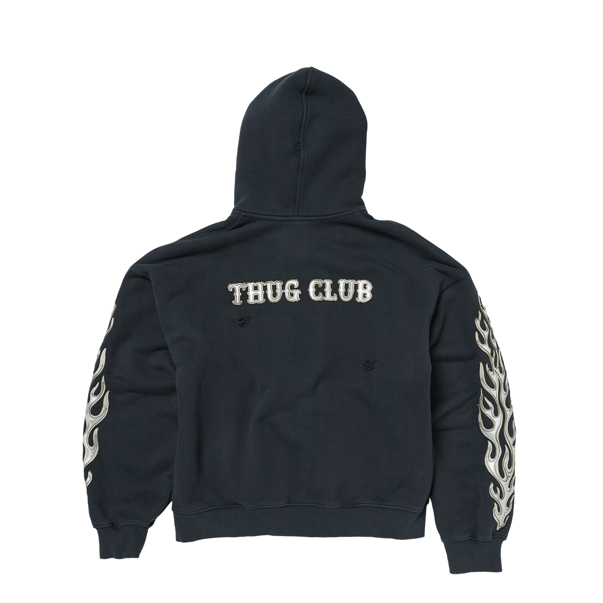 Leather Flame Hooded Zip-Up – thug club Leather Flame Hooded Zip-Up – thug club