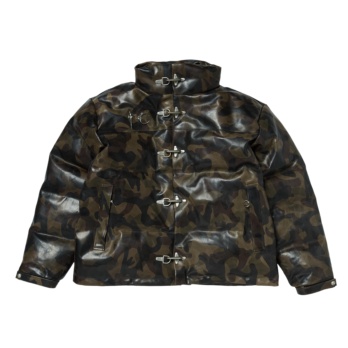 Camo Leather Puffer Jacket