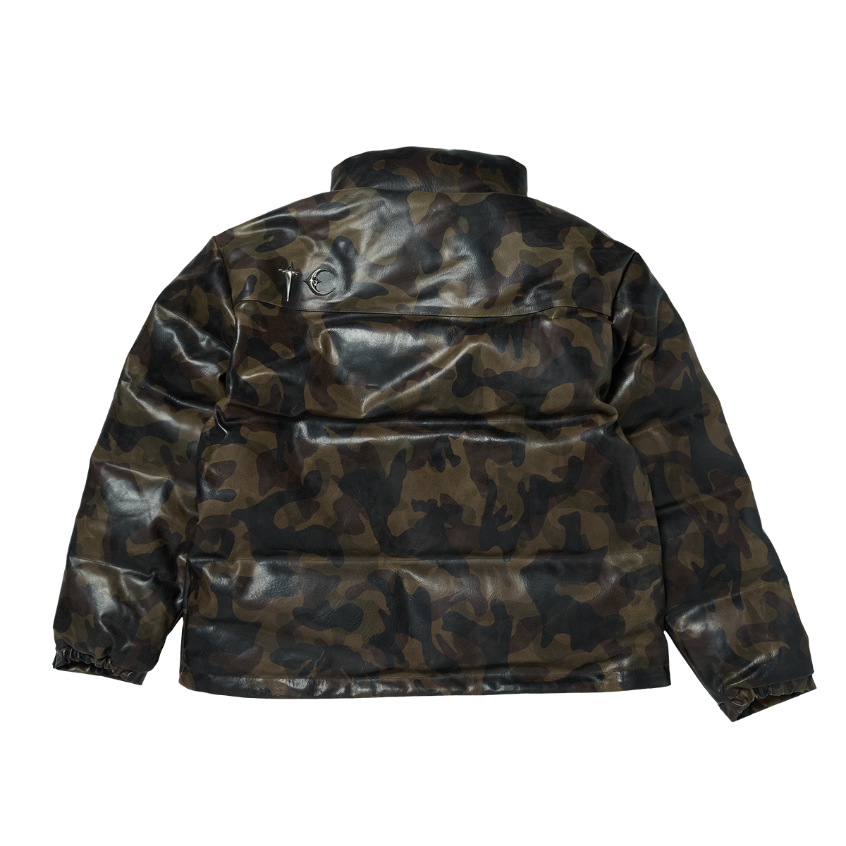 Camo Leather Puffer Jacket