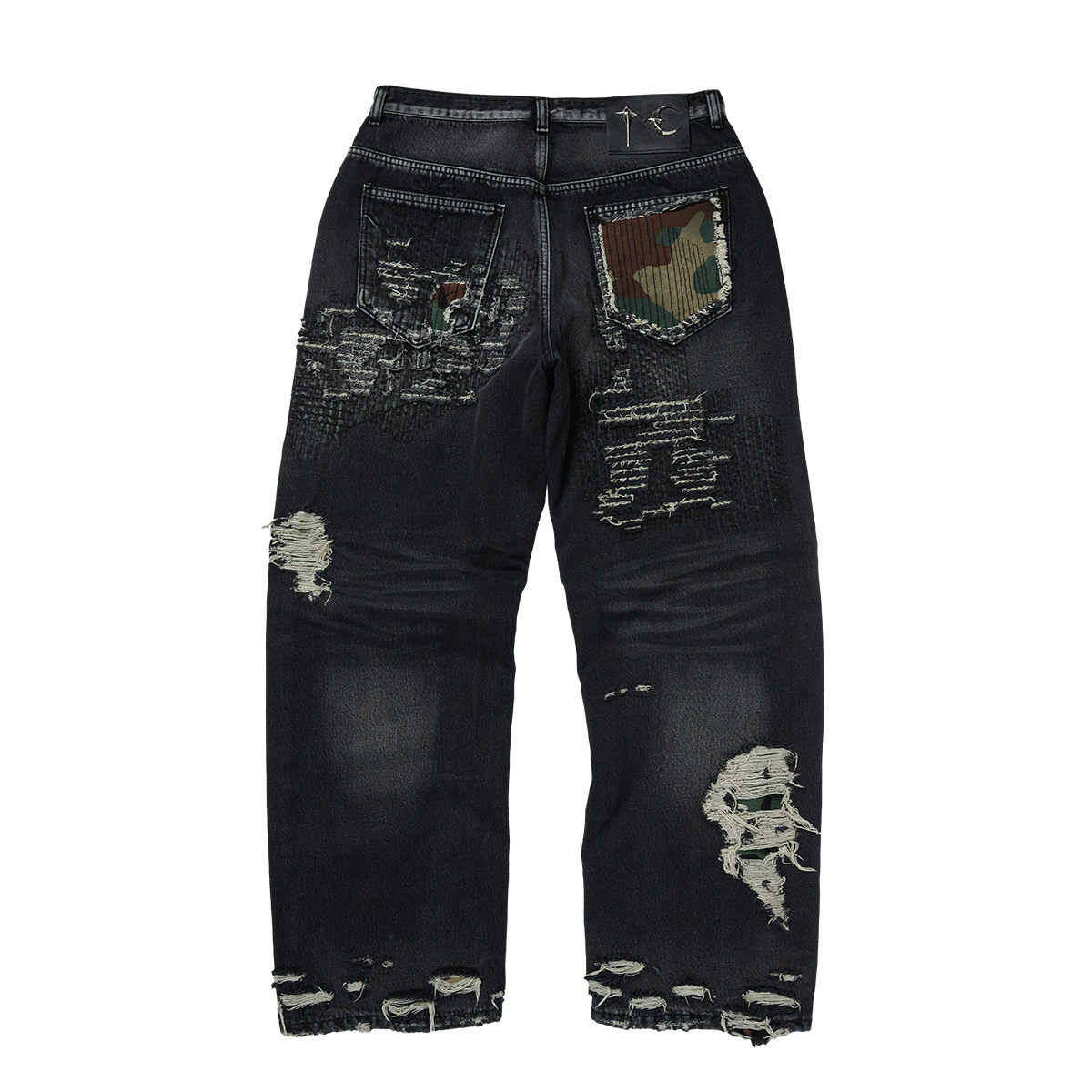 Vintage-Stitched Camo Denim Pants