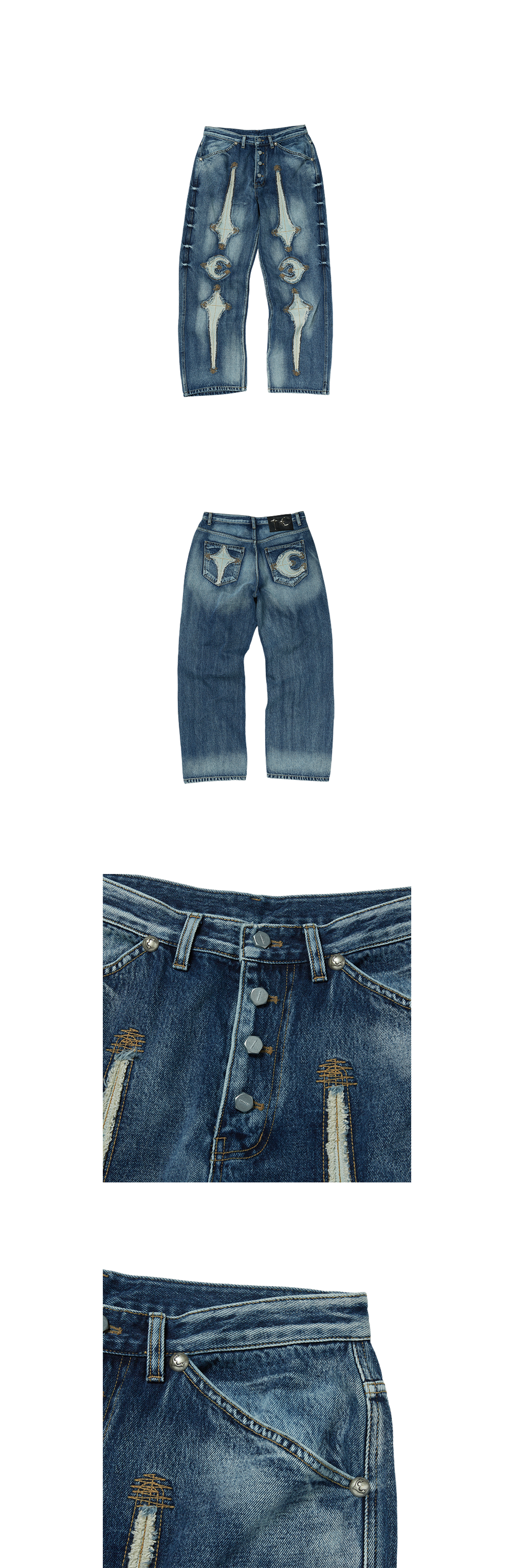 TC Bone Leather Denim Pants – thug club TC Bone Leather Denim Pants – thug club