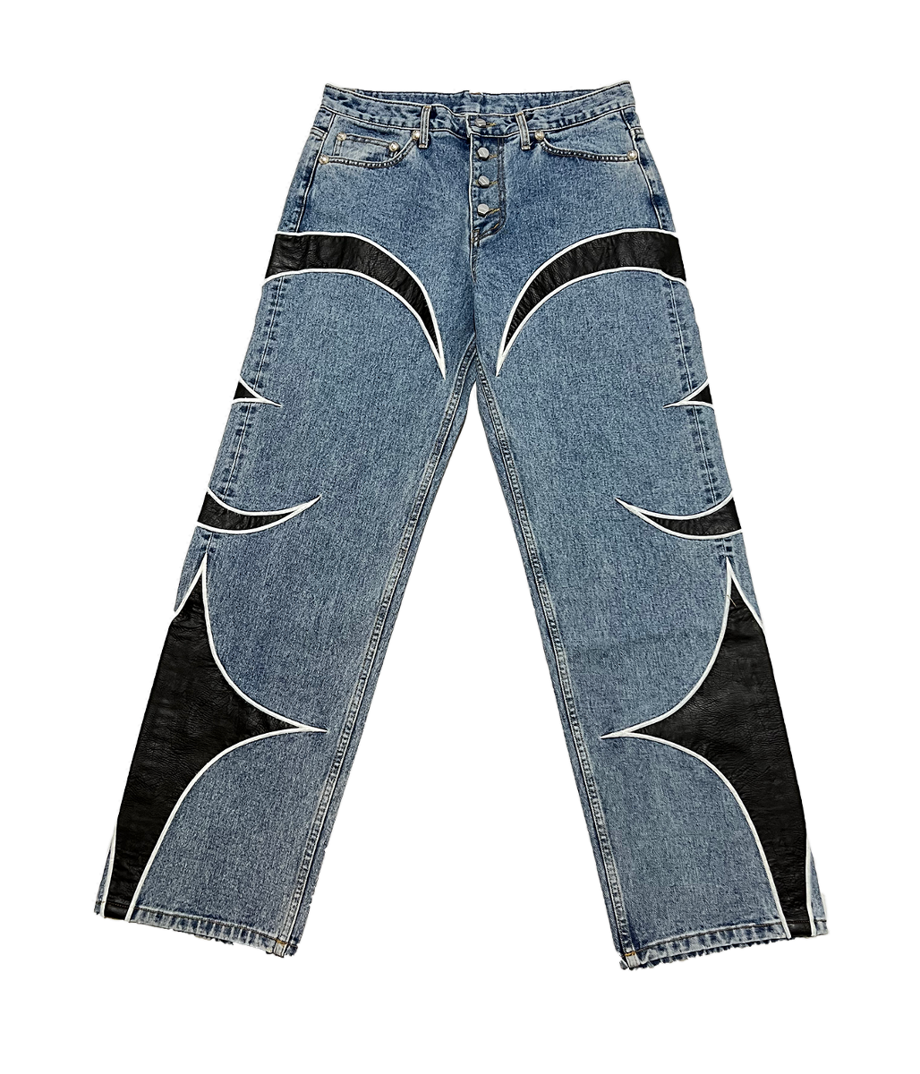 TC Leather Washing Denim Pants – thug club TC Leather Washing Denim Pants – thug club